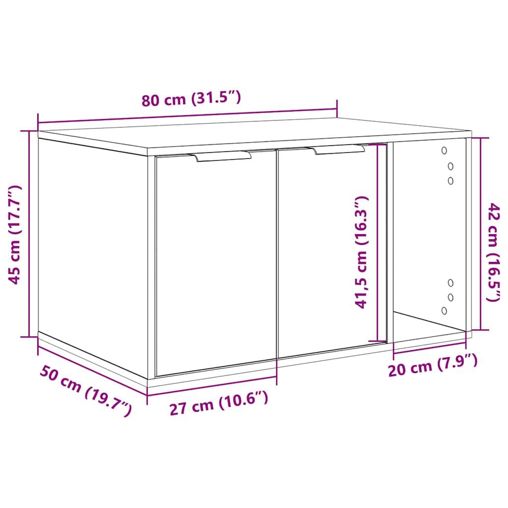 Toiletskjuler til kattebakke 80x50x45cm konstrueret træ sort eg