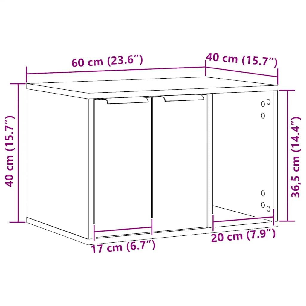 Toiletskjuler til kattebakke 60x40x40cm konstrueret træ sort eg
