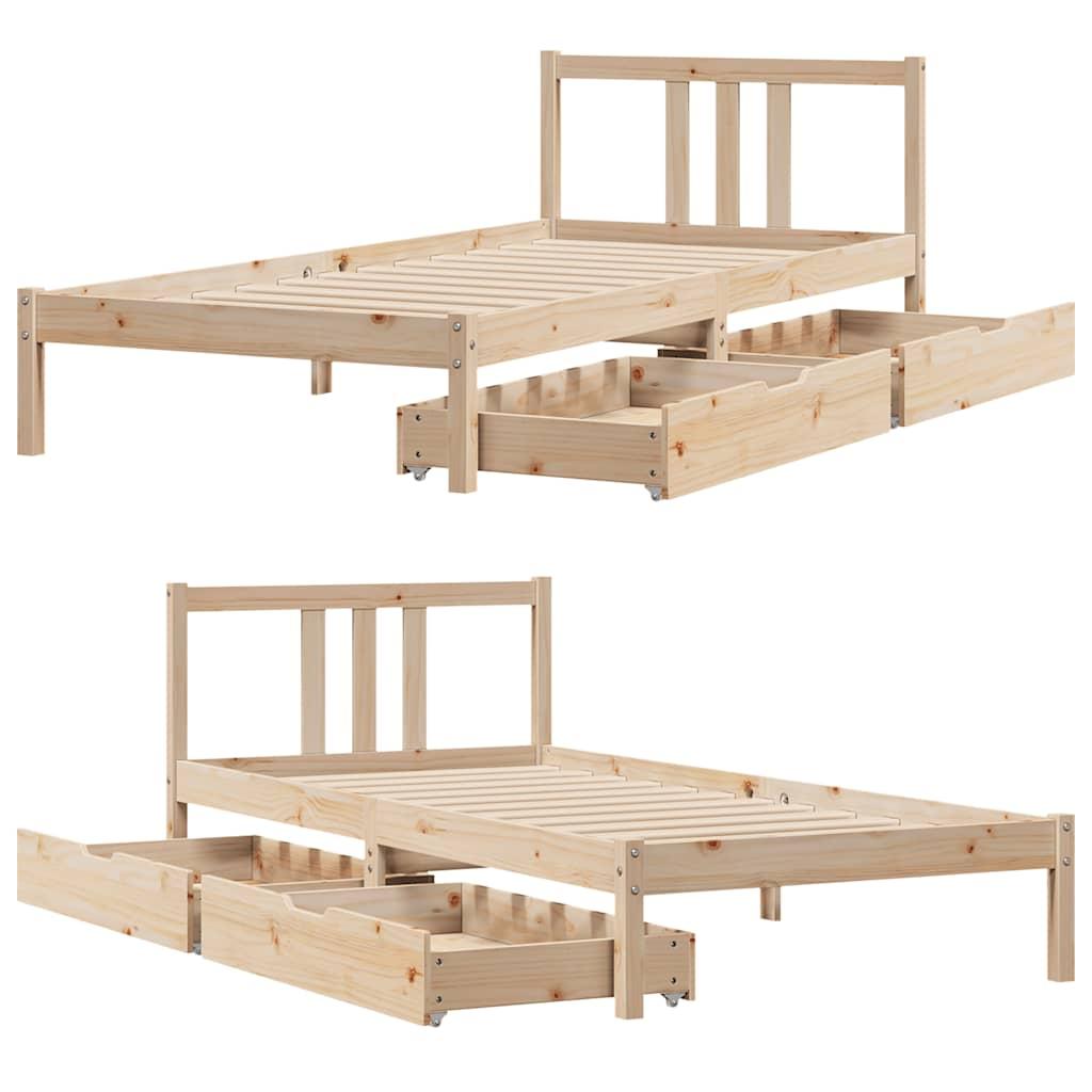 Sengeramme uden madras 90x190 cm massivt fyrretræ