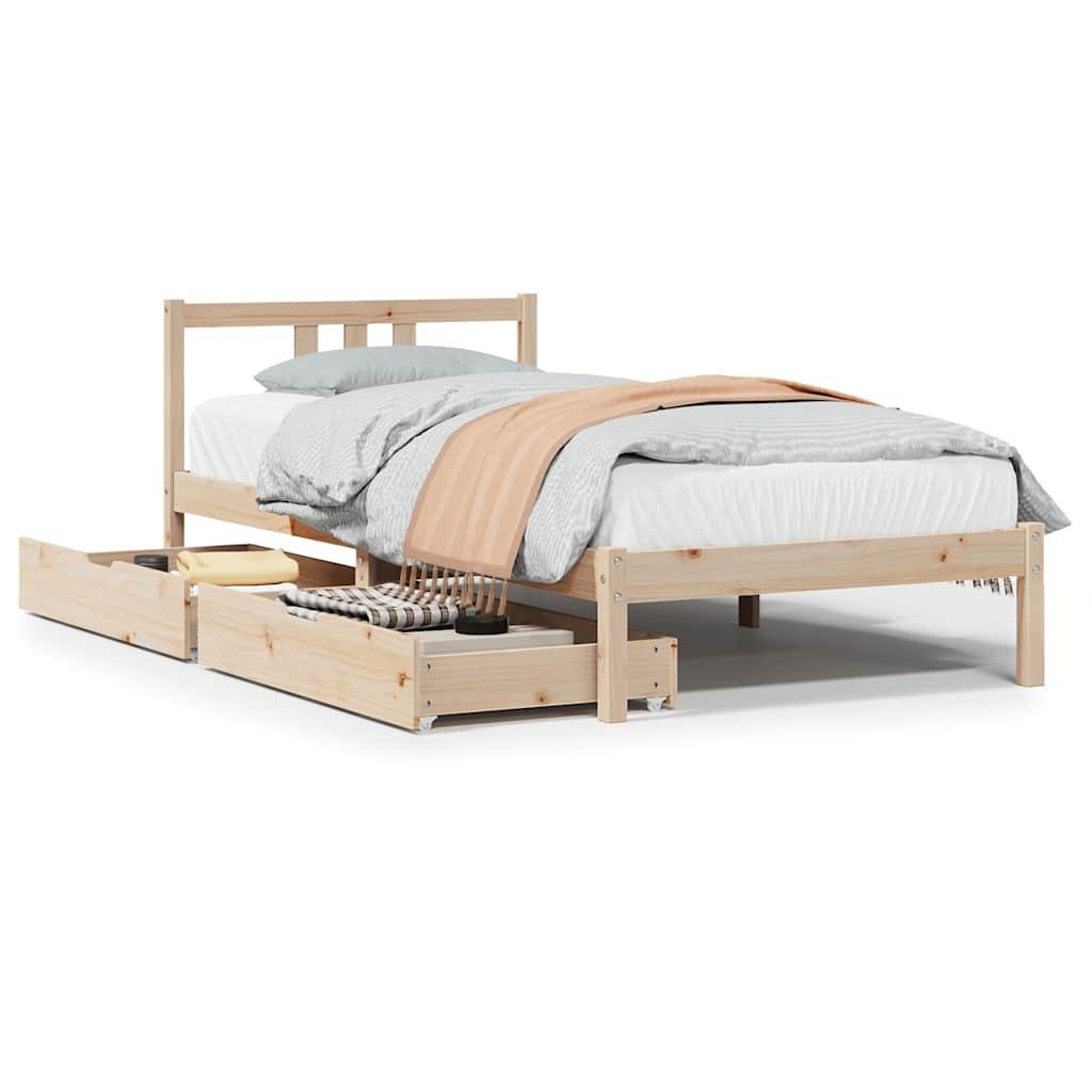 Sengeramme uden madras 75x190 cm massivt fyrretræ