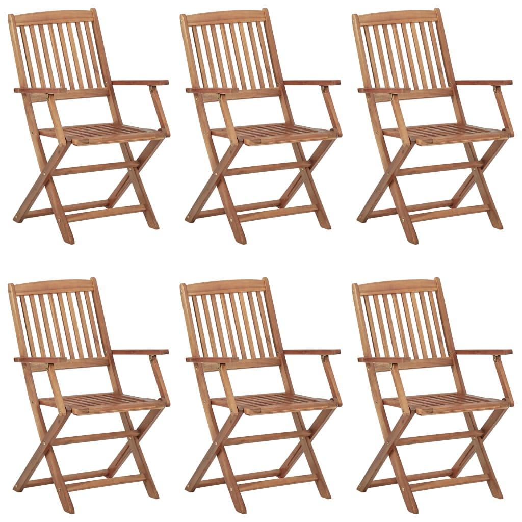 Foldbare havestole 6 stk. med hynder massivt akacietræ