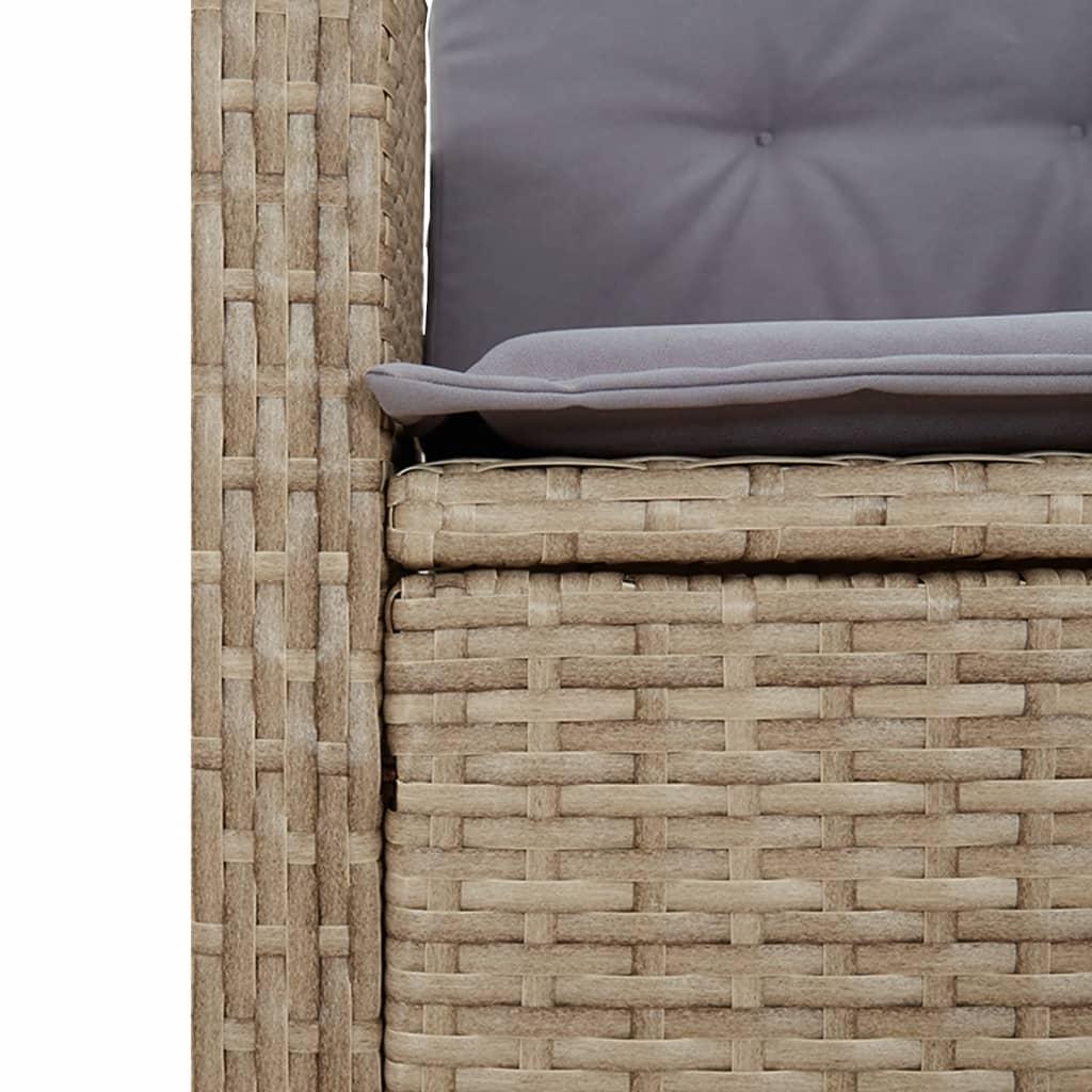 Spisebordssæt til haven 5 dele med hynder polyrattan beige
