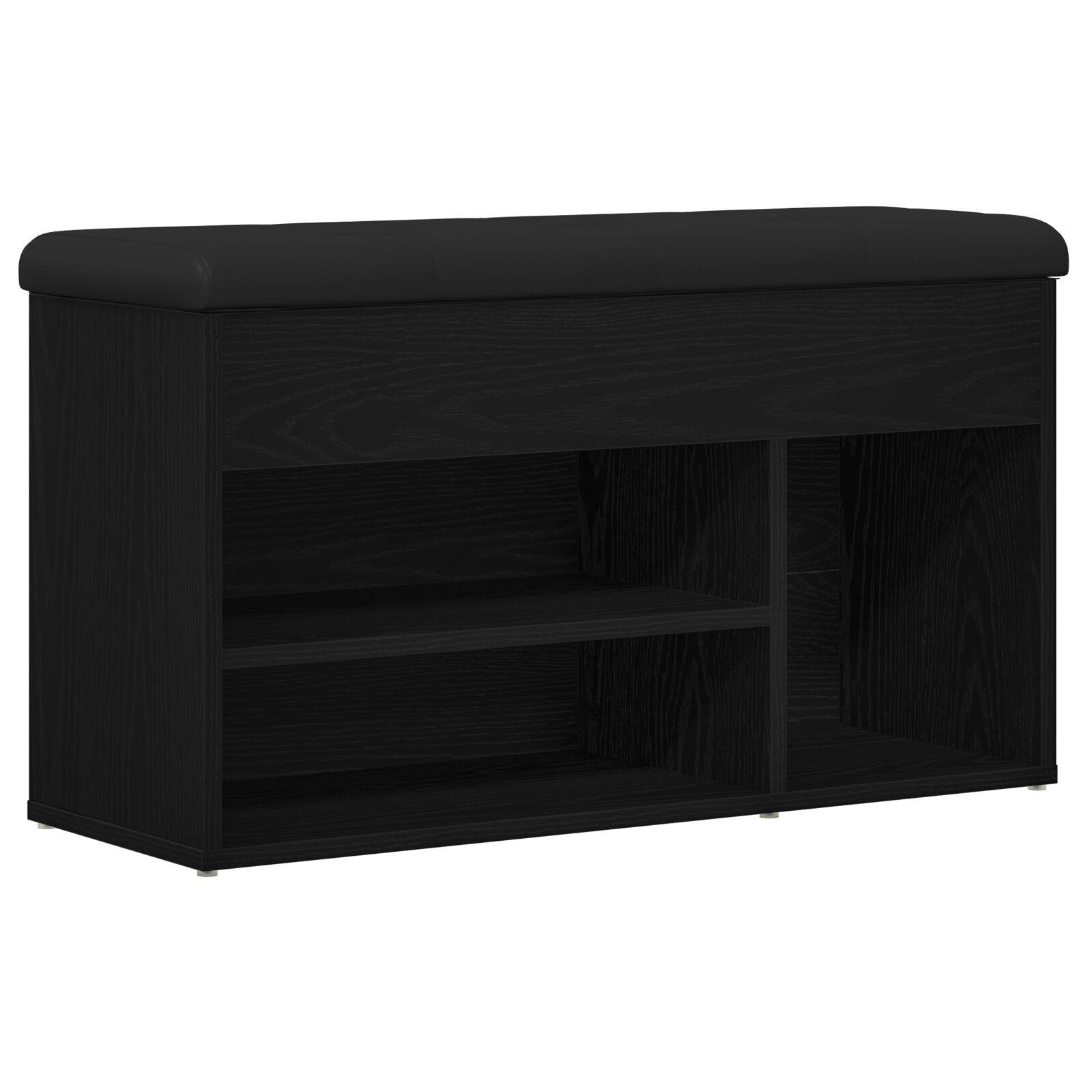 Opbevaringsbænk Sort Egetræ 80x30x45 cm Ingeniørtræ