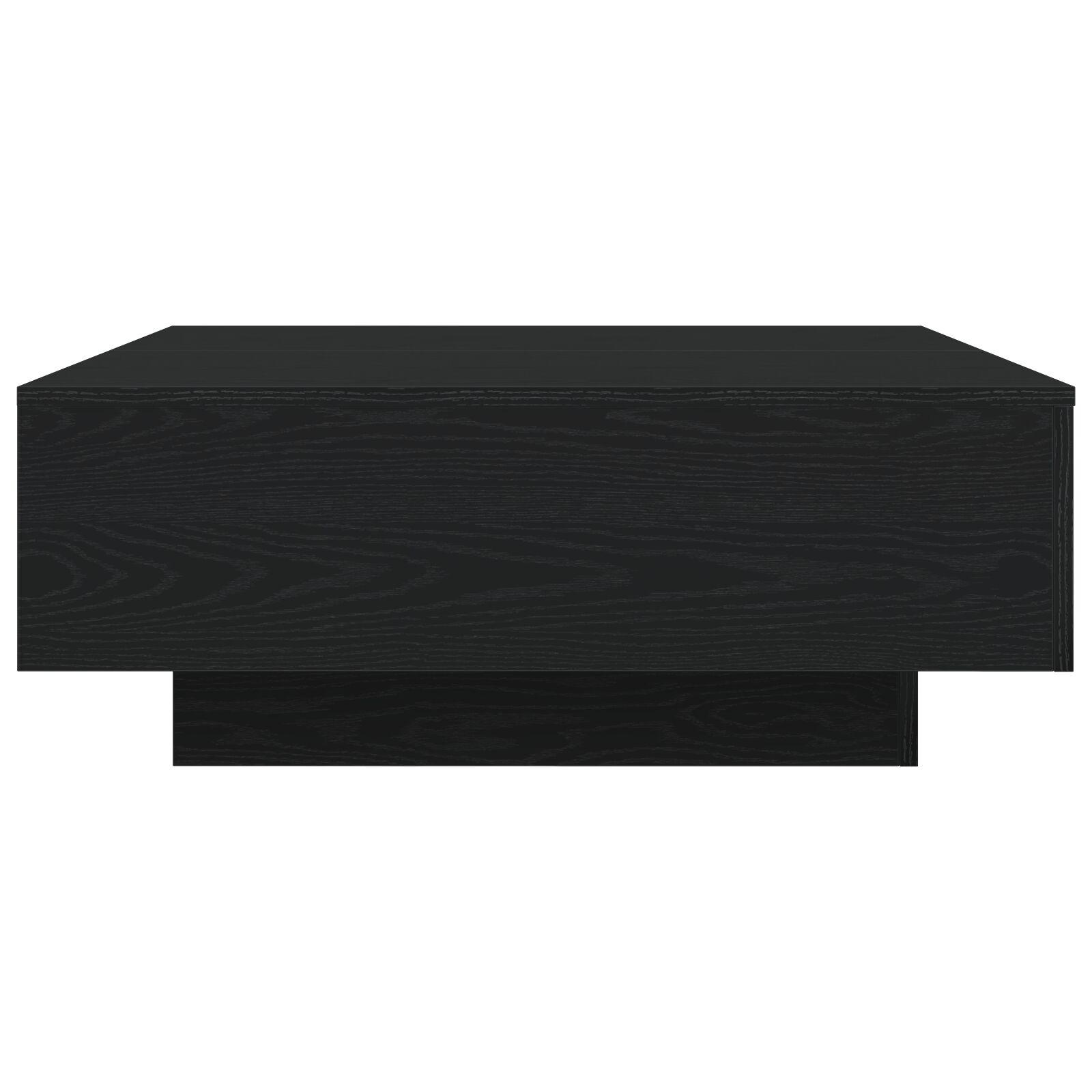 Sofabord med LED-lys Sort Eg 80x80x31 cm