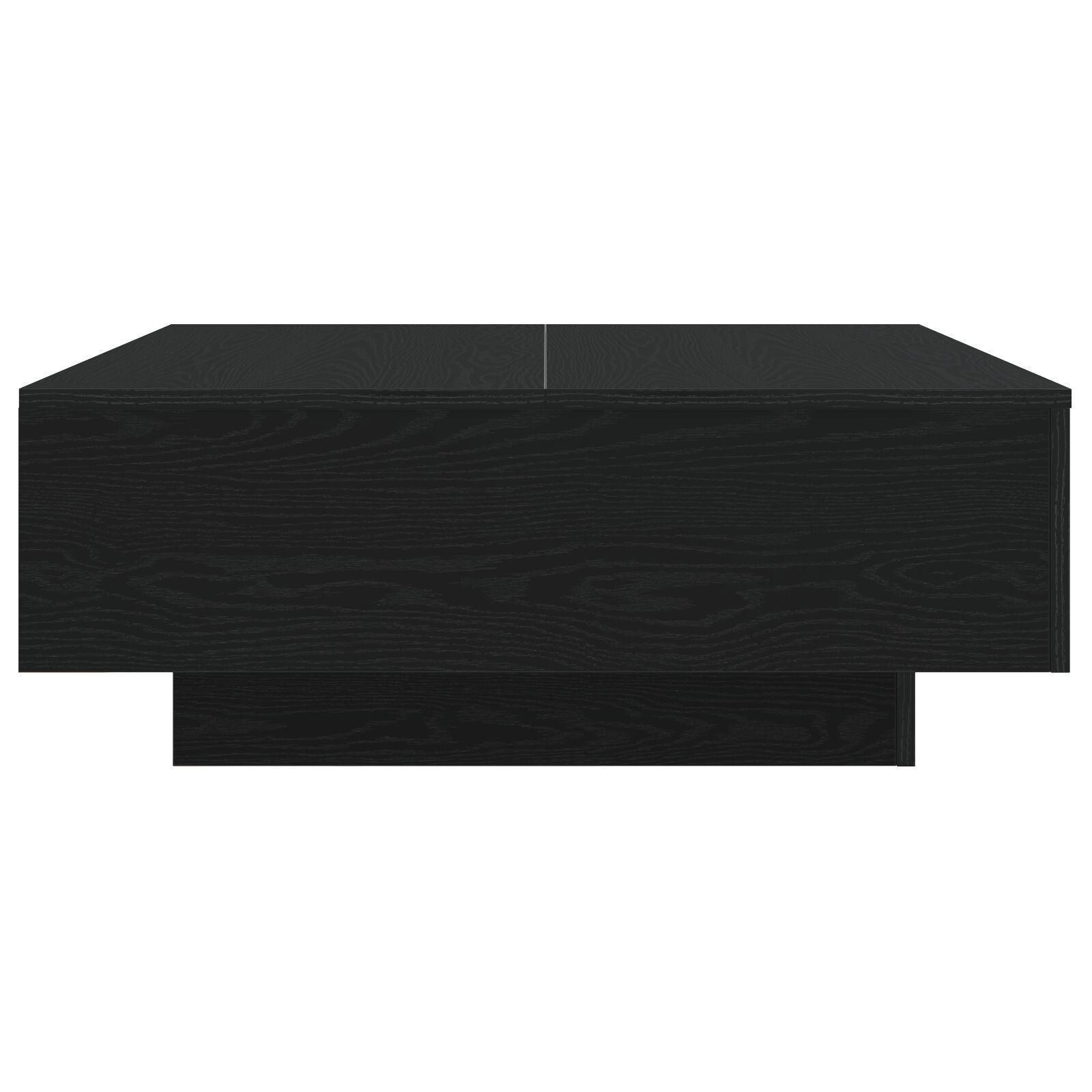 Sofabord med LED-lys Sort Eg 80x80x31 cm