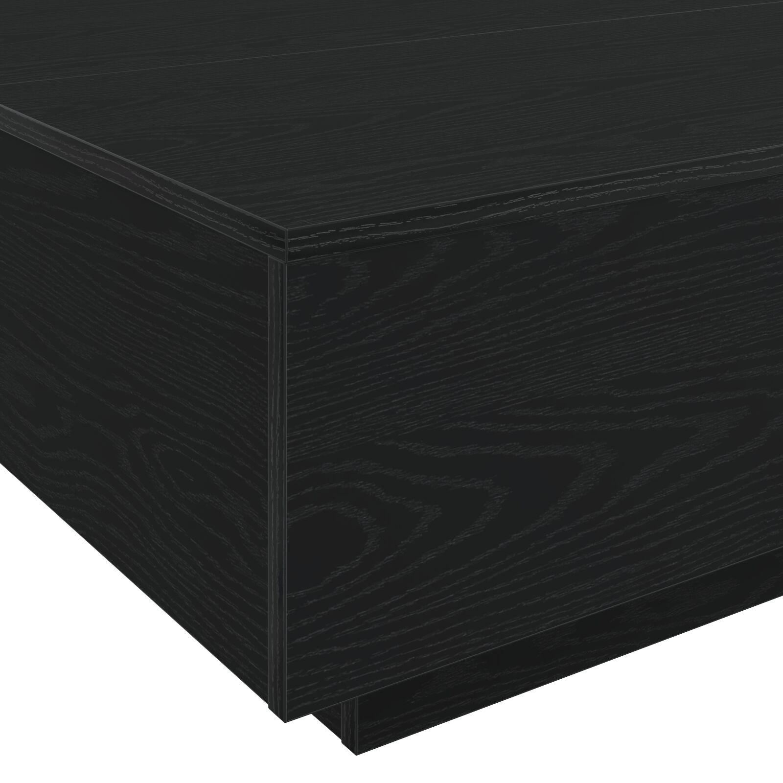 Sofabord med LED-lys Sort Eg 80x80x31 cm