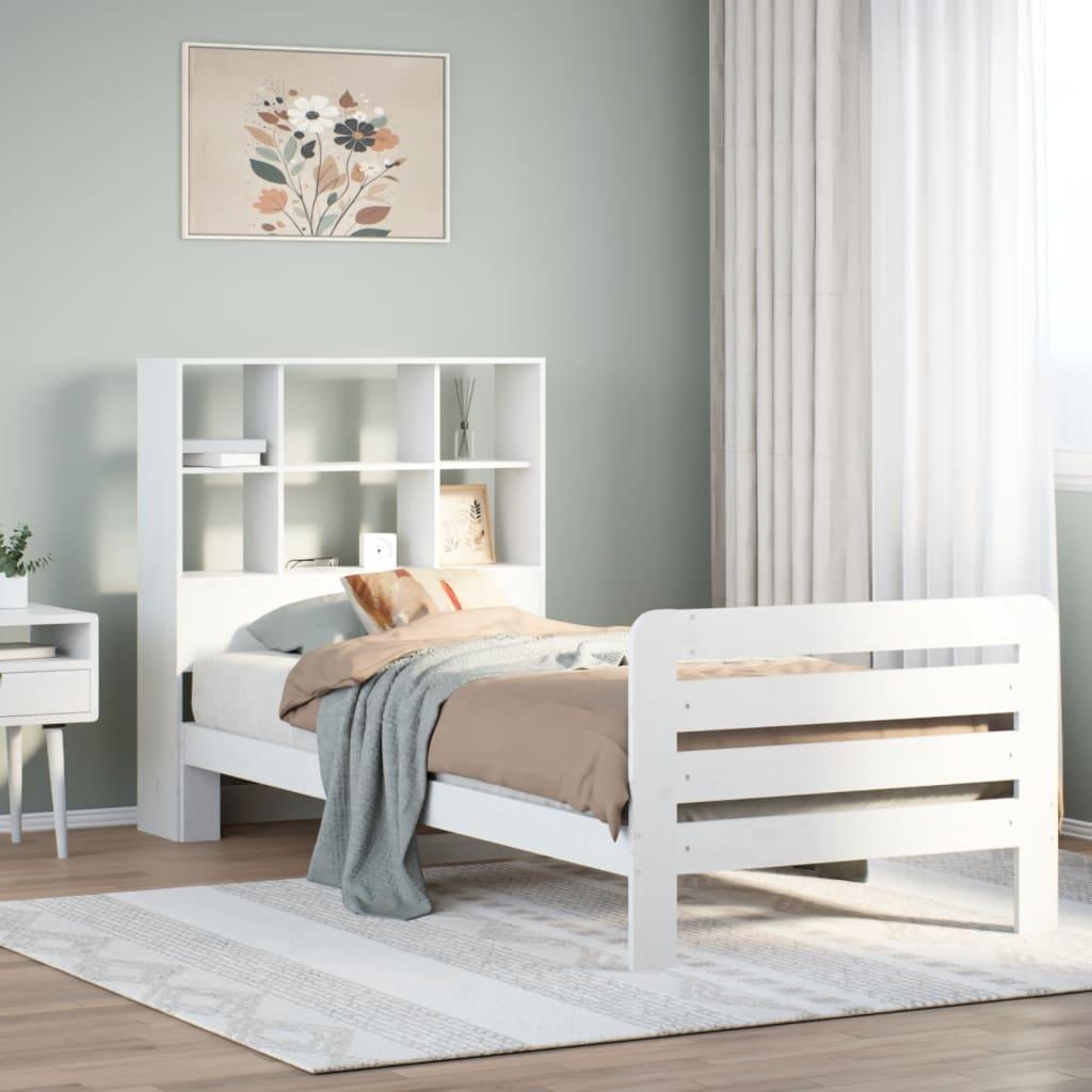 Sengeramme uden madras 90x190 cm massivt fyrretræ hvid