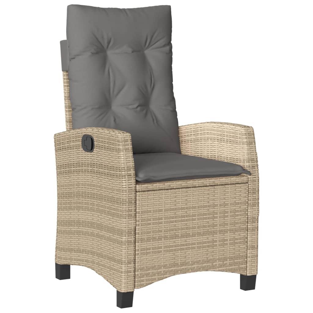 Spisebordssæt til haven 9 dele med hynder polyrattan beige
