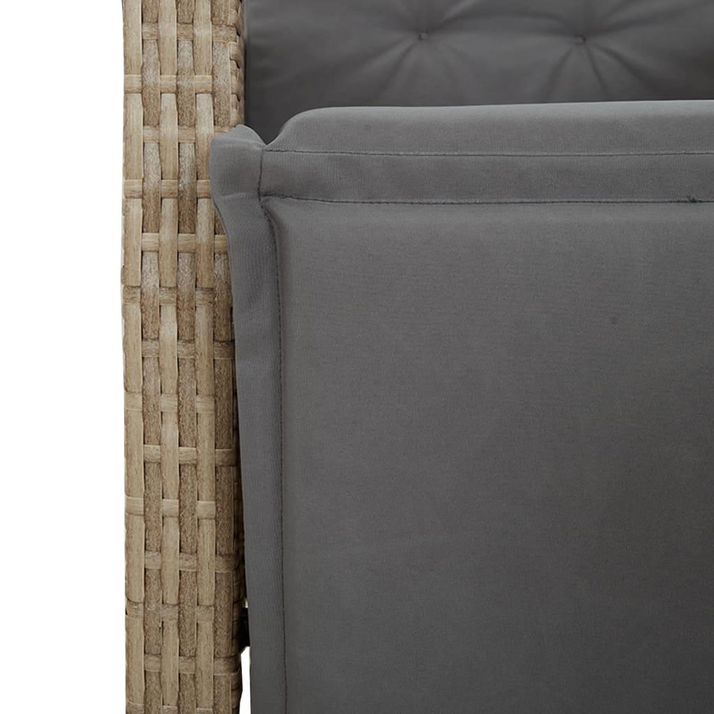 Spisebordssæt til haven 9 dele med hynder polyrattan beige