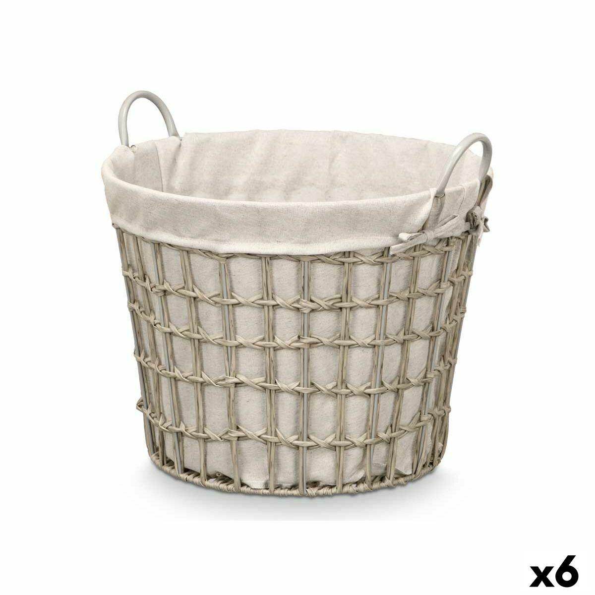Kurv Kipit HX30559 Grå Polyester Klæde polypropylen Jern Plastik 50 % bomuld 47 x 41 x 44 cm 53 x 43 x 44 cm (6 enheder)