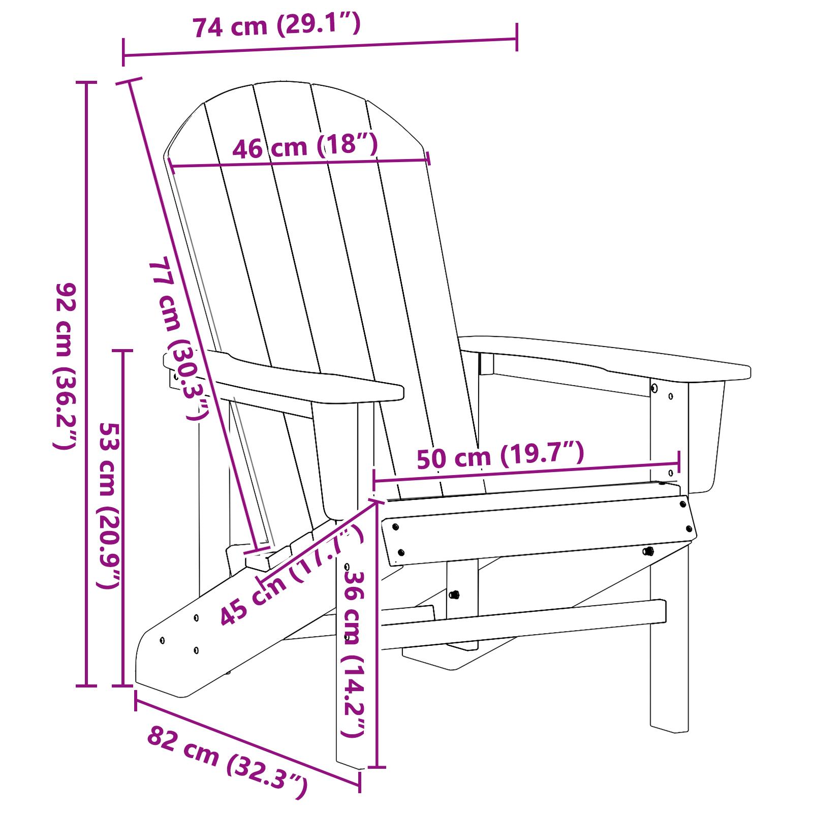 Adirondack stol Marineblå 74x82x91 cm HDPE