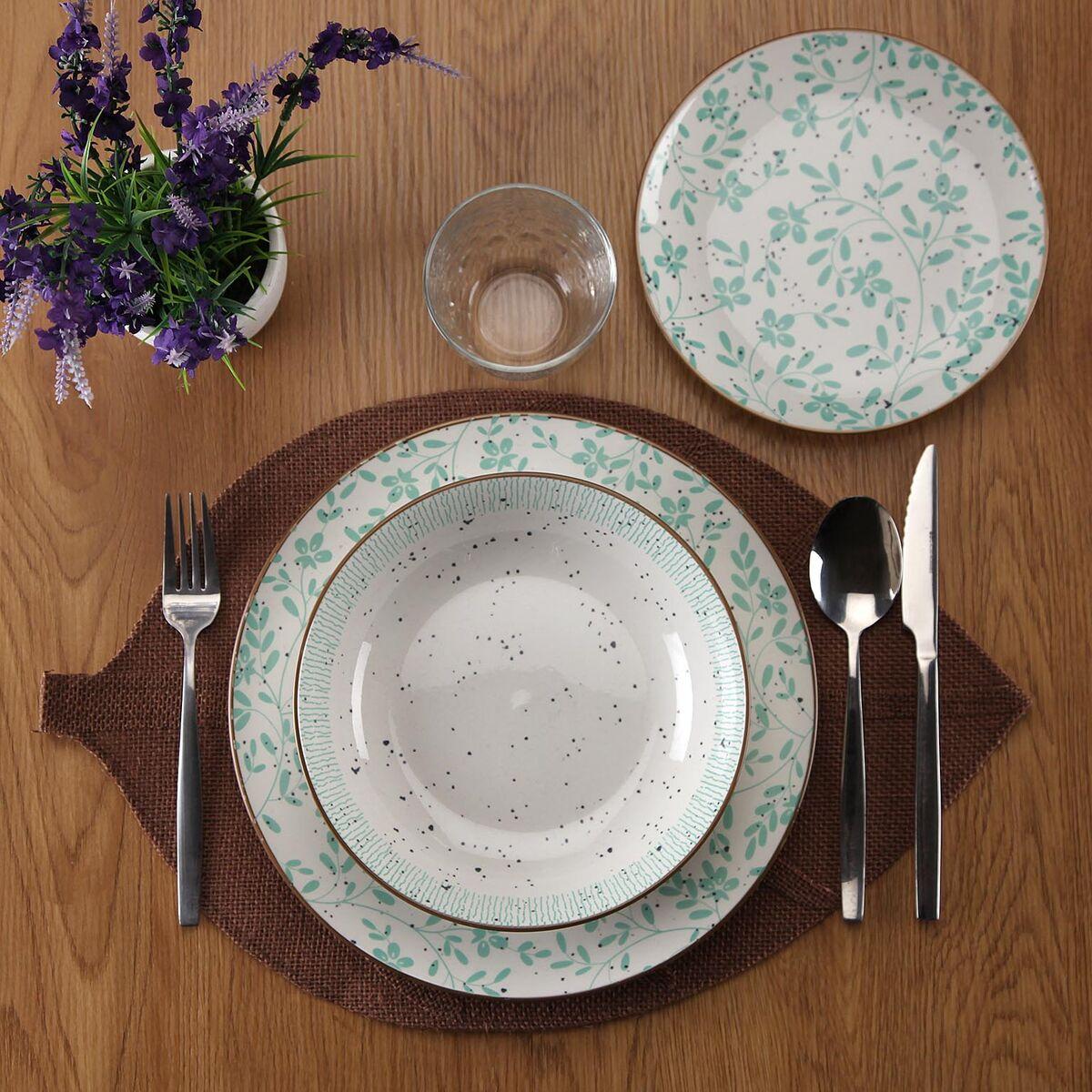 Spisestel Versa Turkisblå Porcelæn Cvetlice 18 Dele